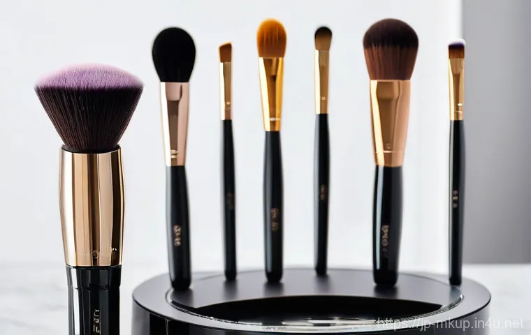 브러쉬 세척기 추천 제품 - **Prompt 2: The Joy of Flawless Makeup with Clean Brushes**
    A radiant young Japanese woman in he...